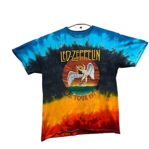 LED ZEPPELIN Icarus 1975 World Tour Throwback Graphic Print Tie Dye Women's L